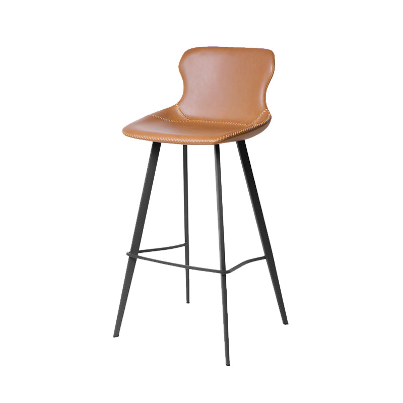 Modern Leather Bar Stool Low Back Footrest Counter Stool for Bristol