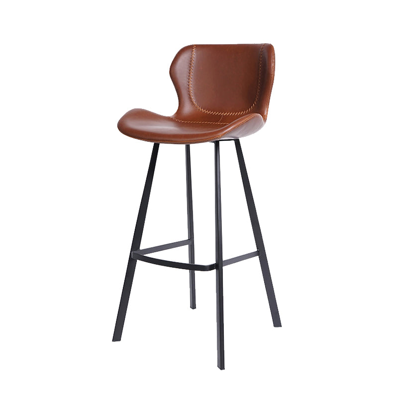 Modern Leather Bar Stool Low Back Footrest Counter Stool for Bristol