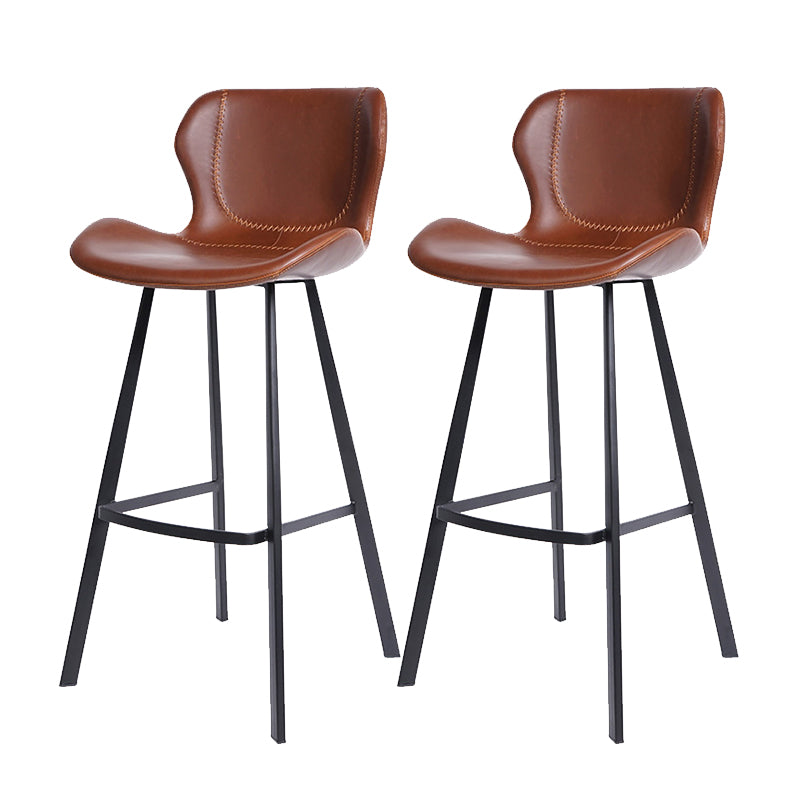 Modern Leather Bar Stool Low Back Footrest Counter Stool for Bristol