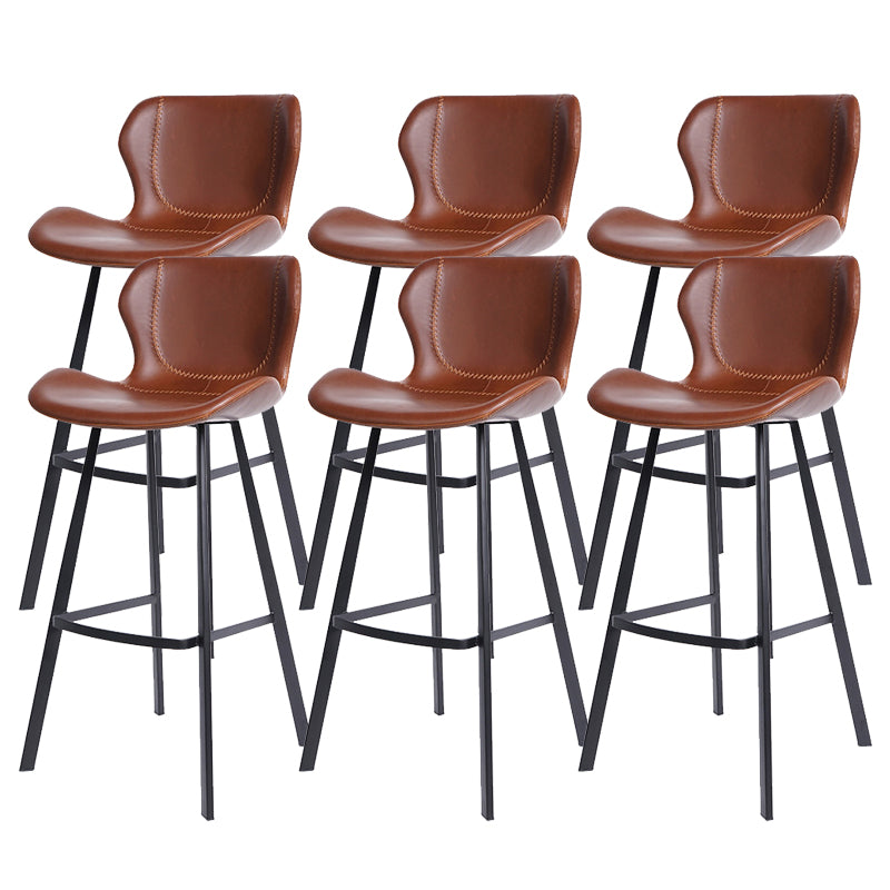 Modern Leather Bar Stool Low Back Footrest Counter Stool for Bristol