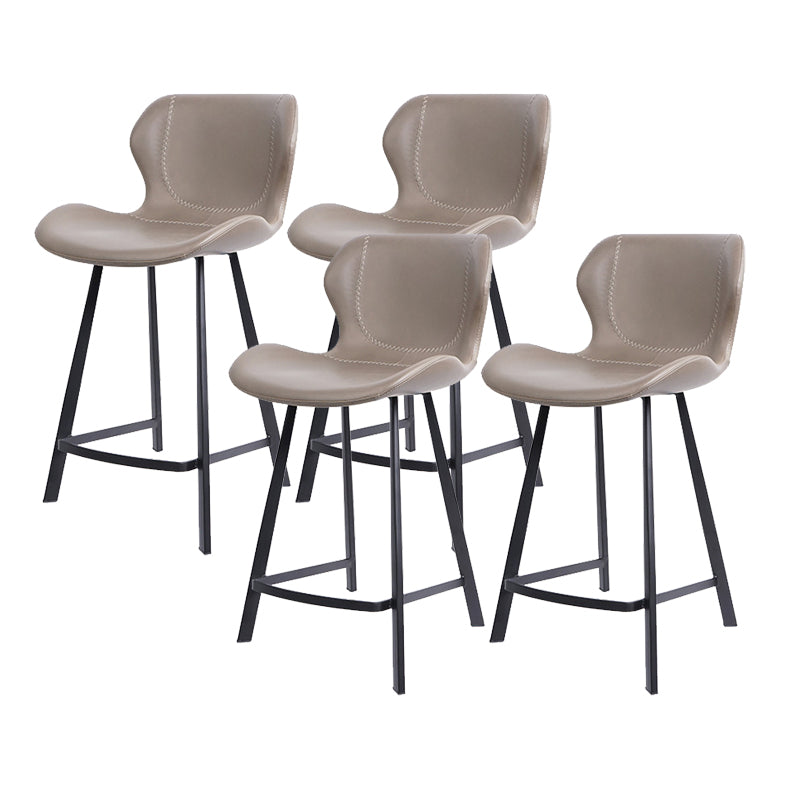 Modern Leather Bar Stool Low Back Footrest Counter Stool for Bristol