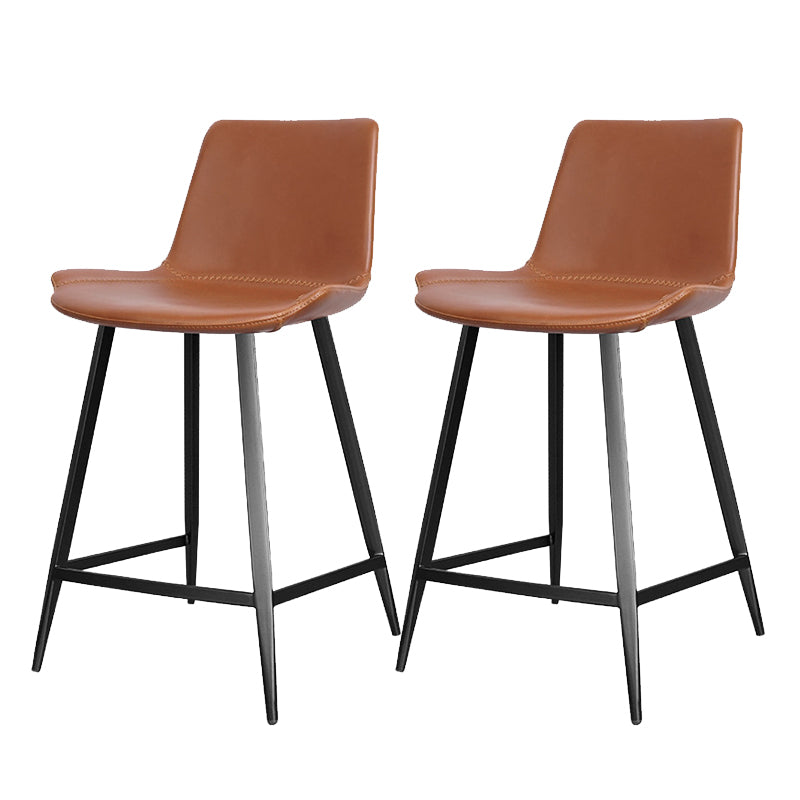 Modern Leather Bar Stool Low Back Footrest Counter Stool for Bristol