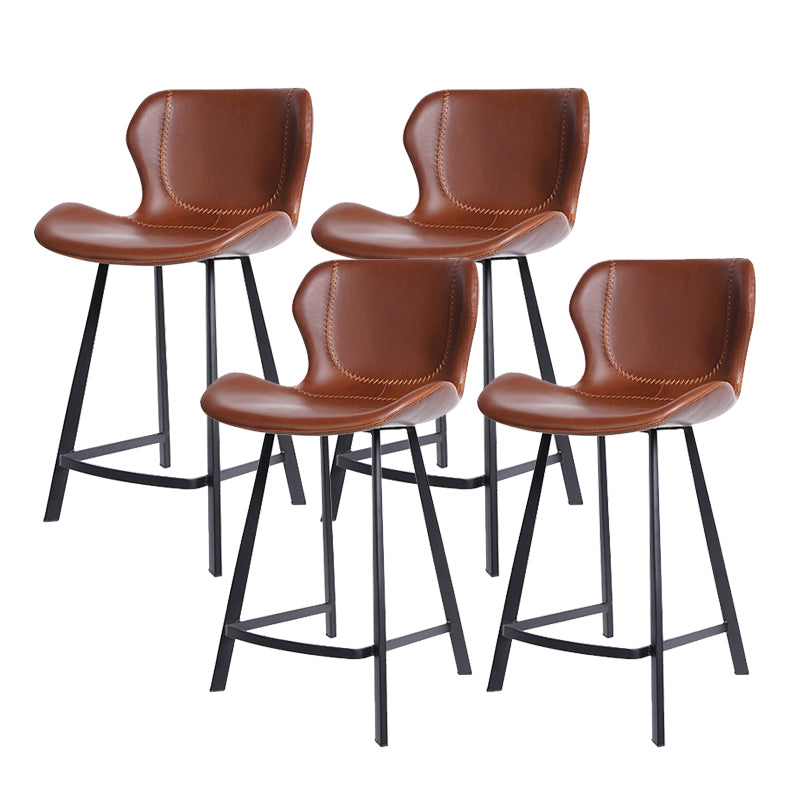 Modern Leather Bar Stool Low Back Footrest Counter Stool for Bristol