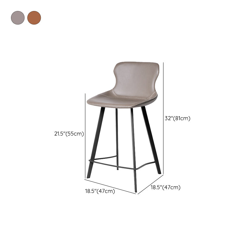 Modern Leather Bar Stool Low Back Footrest Counter Stool for Bristol