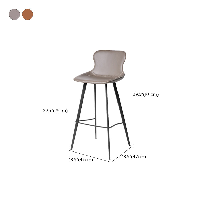 Modern Leather Bar Stool Low Back Footrest Counter Stool for Bristol