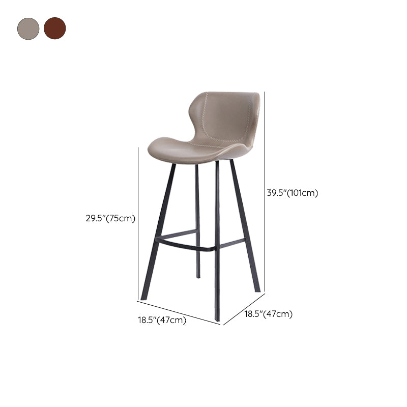 Modern Leather Bar Stool Low Back Footrest Counter Stool for Bristol