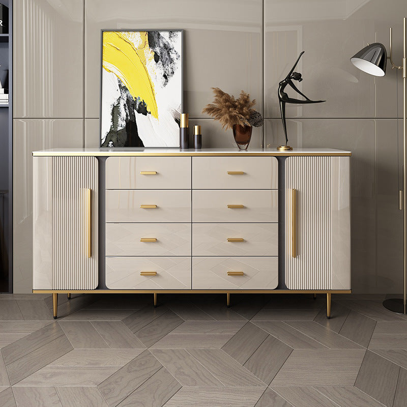 Glam Combo Dresser Wood Storage Chest Dresser with Metal Feet for Bedroom