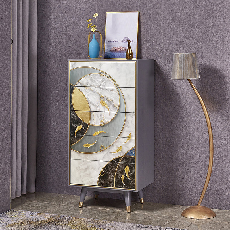Wooden Storage Chest Dresser Classic Glam Storage Chest with Drawers