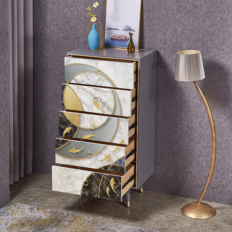 Wooden Storage Chest Dresser Classic Glam Storage Chest with Drawers