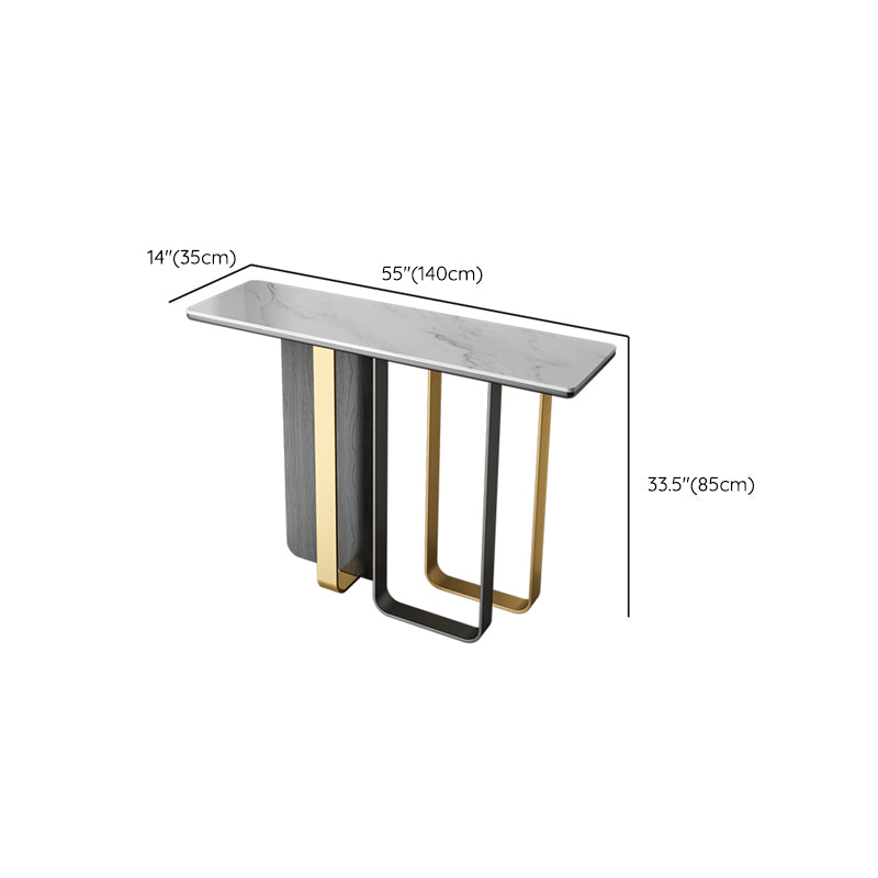 Stone Rectangle Console Table Modern 13.78"W Accent Table with 1 Shelf