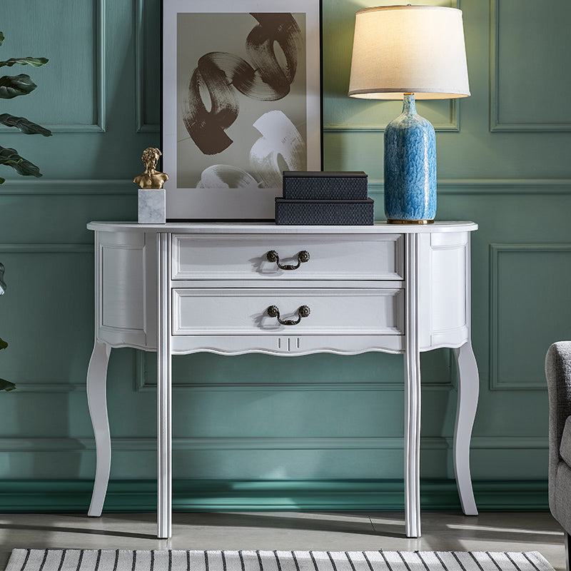 Victoria Wood Console Table Half Moon Console Sofa Table for Hall