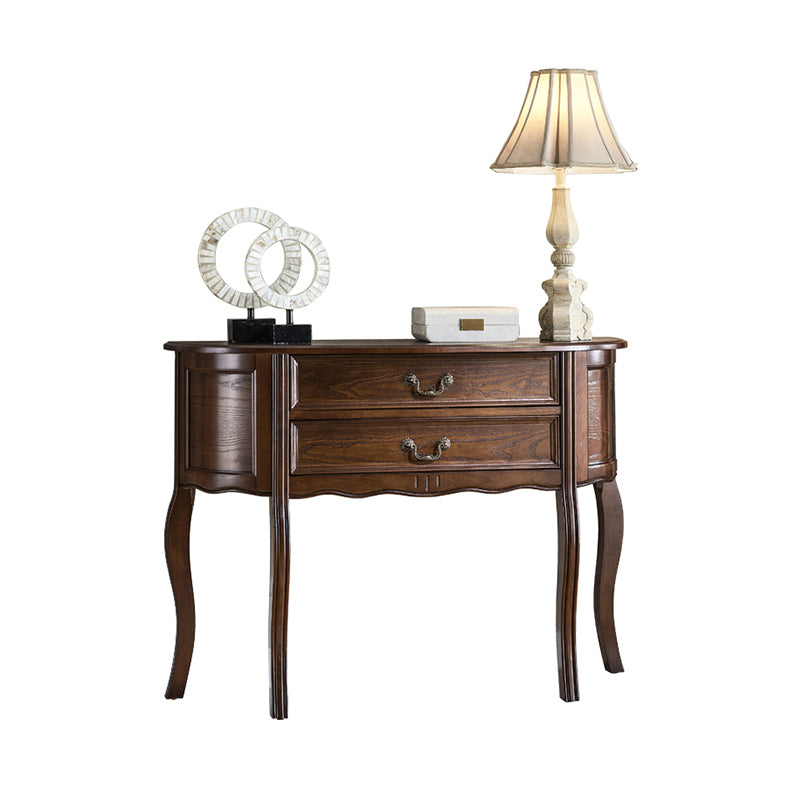 Victoria Wood Console Table Half Moon Console Sofa Table for Hall