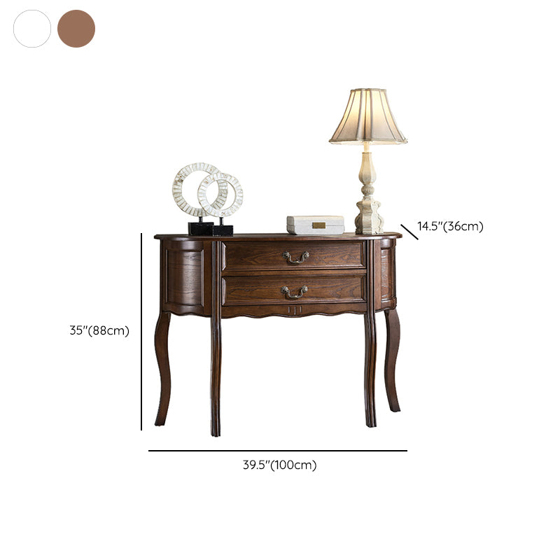 Victoria Wood Console Table Half Moon Console Sofa Table for Hall