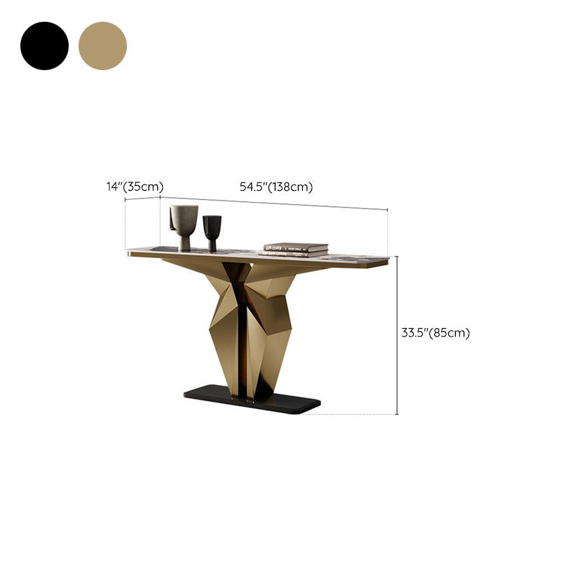 Glam Rectangle Console Table Stone Console Sofa Table for Hall
