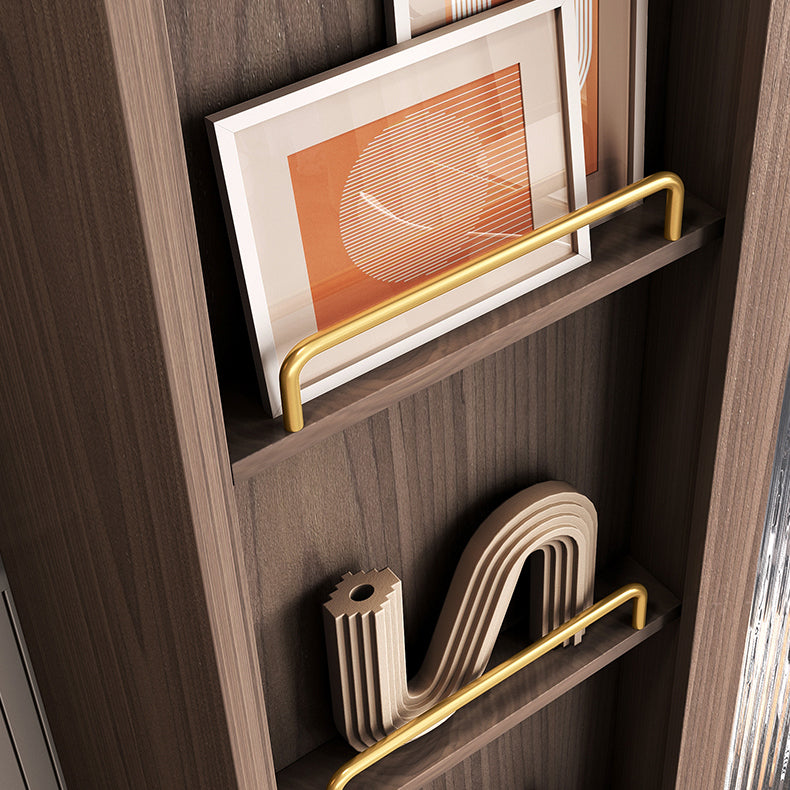 Glam Antique Finish Shelf Bookcase Standard Book Shelf with Shelves