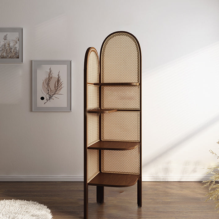 Contemporary Wooden Bookshelf Corner 4 Shelves Closed Back Bookcase