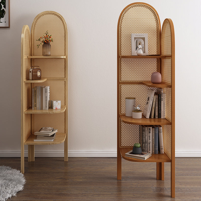 Contemporary Wooden Bookshelf Corner 4 Shelves Closed Back Bookcase