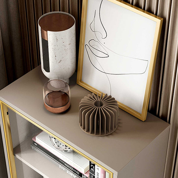 Glam Engineered Wood Bookcase Standard Closed Back Bookshelf with Cabinets