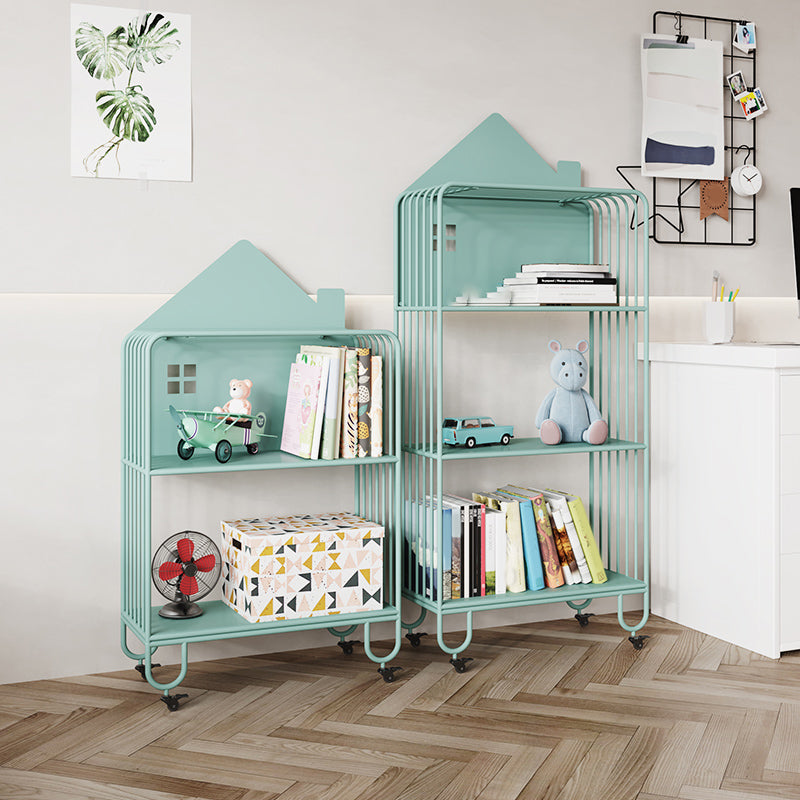 Contemporary Antique Finish Shelf Bookcase Metal Bookshelf with Shelves