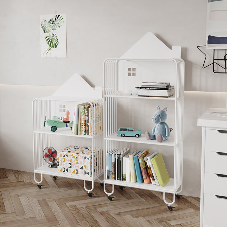 Contemporary Antique Finish Shelf Bookcase Metal Bookshelf with Shelves