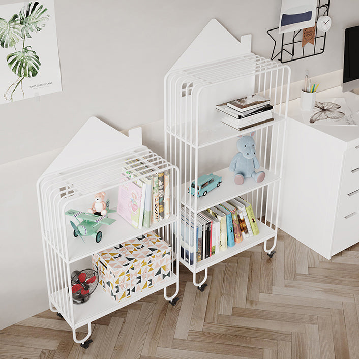 Contemporary Antique Finish Shelf Bookcase Metal Bookshelf with Shelves