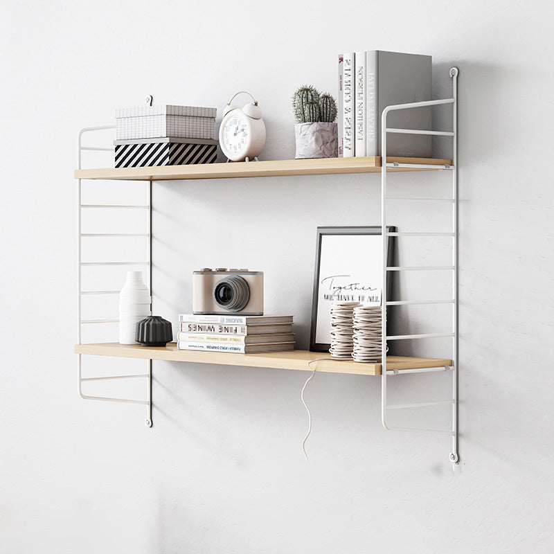 Engineered Wood Bookcase Floating Industrial Closed Back Bookshelf