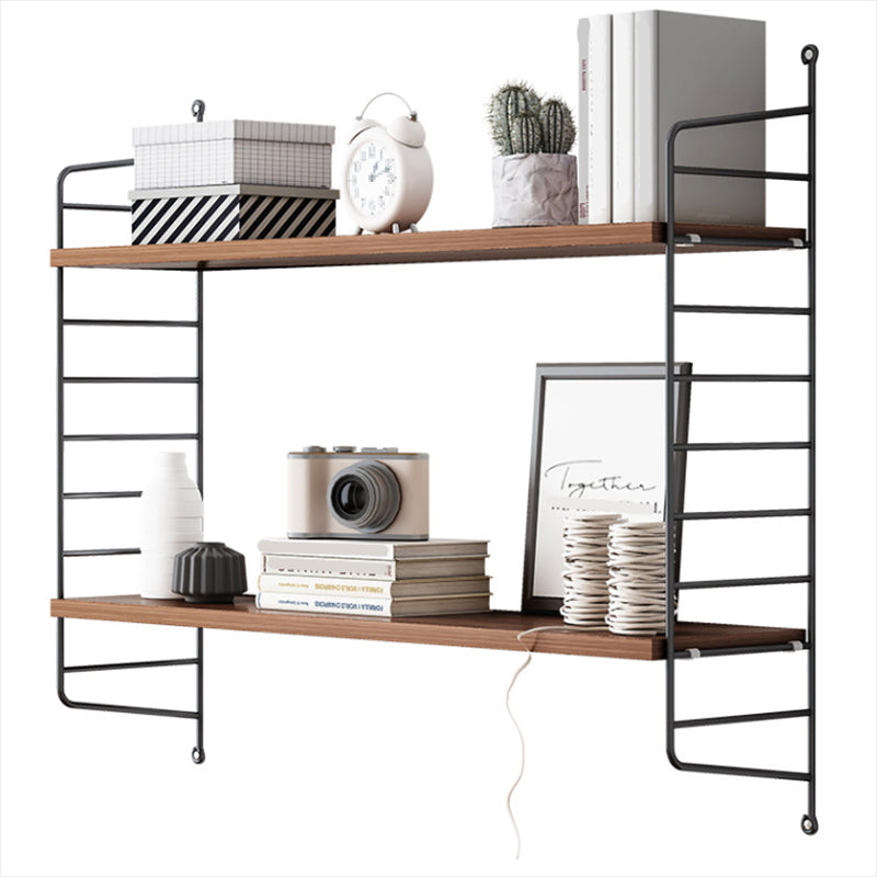 Engineered Wood Bookcase Floating Industrial Closed Back Bookshelf