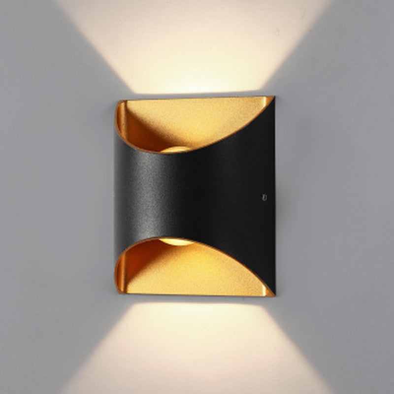Geometric Shape Wall Lamp Modern Style Metal 2 Lights Sconce in White/Black