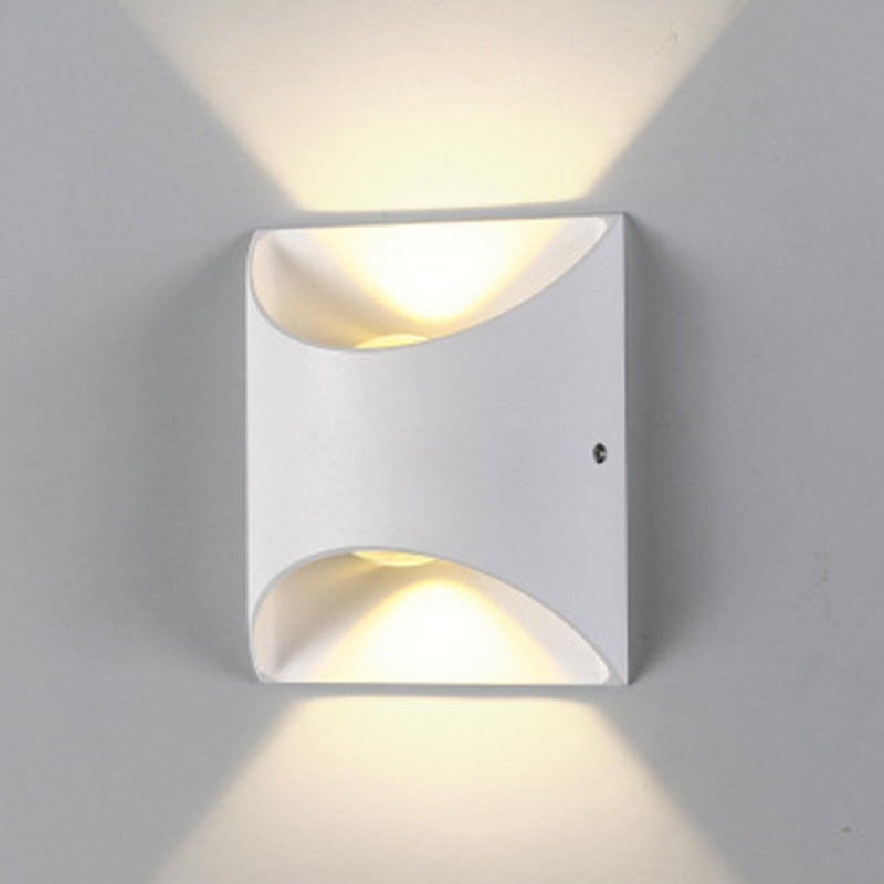 Geometric Shape Wall Lamp Modern Style Metal 2 Lights Sconce in White/Black
