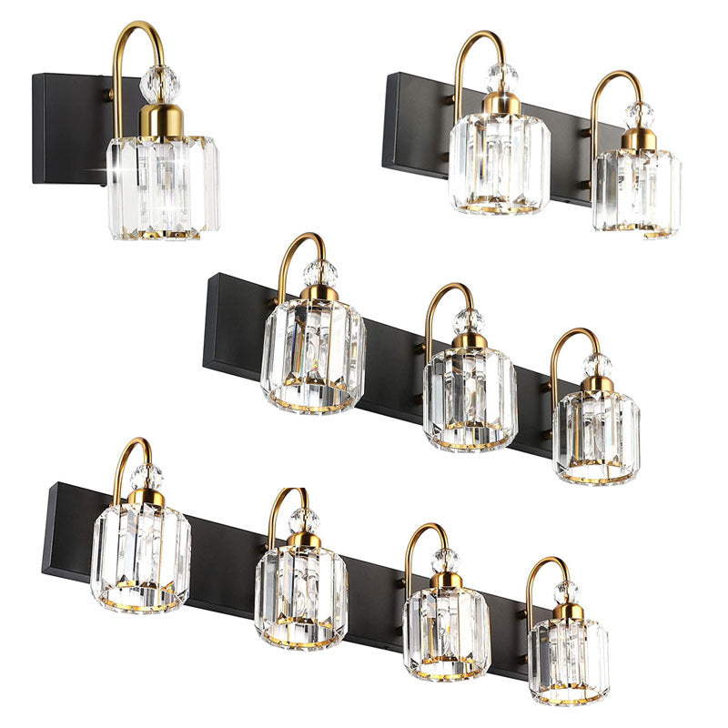 Nordic Style Vanity Light Cylinder Shape Vanity Lamp with Crystal Shade for Shower Room