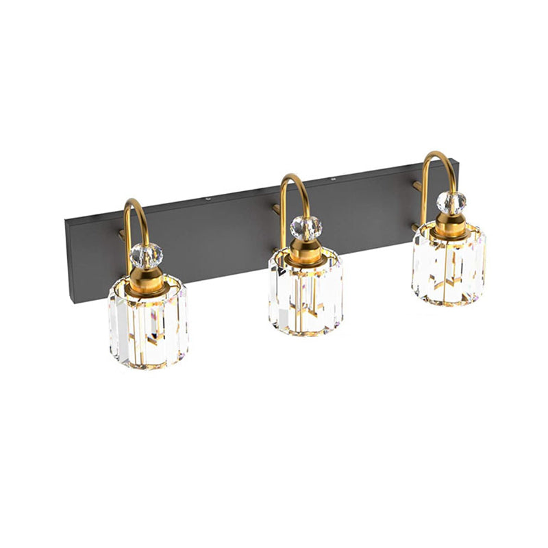 Nordic Style Vanity Light Cylinder Shape Vanity Lamp with Crystal Shade for Shower Room