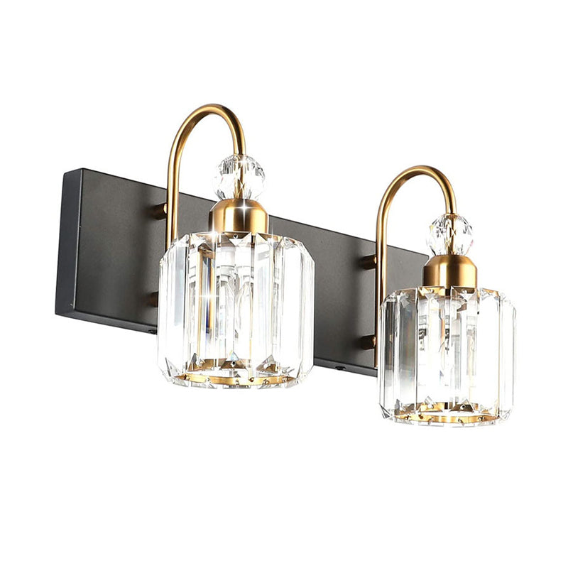 Nordic Style Vanity Light Cylinder Shape Vanity Lamp with Crystal Shade for Shower Room