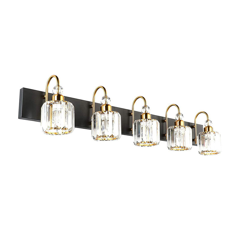 Nordic Style Vanity Light Cylinder Shape Vanity Lamp with Crystal Shade for Shower Room