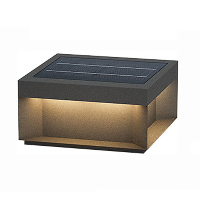 Modern Simple Outdoor Light Geometry Shape Solar Energy Pillar Lamp for Doorway