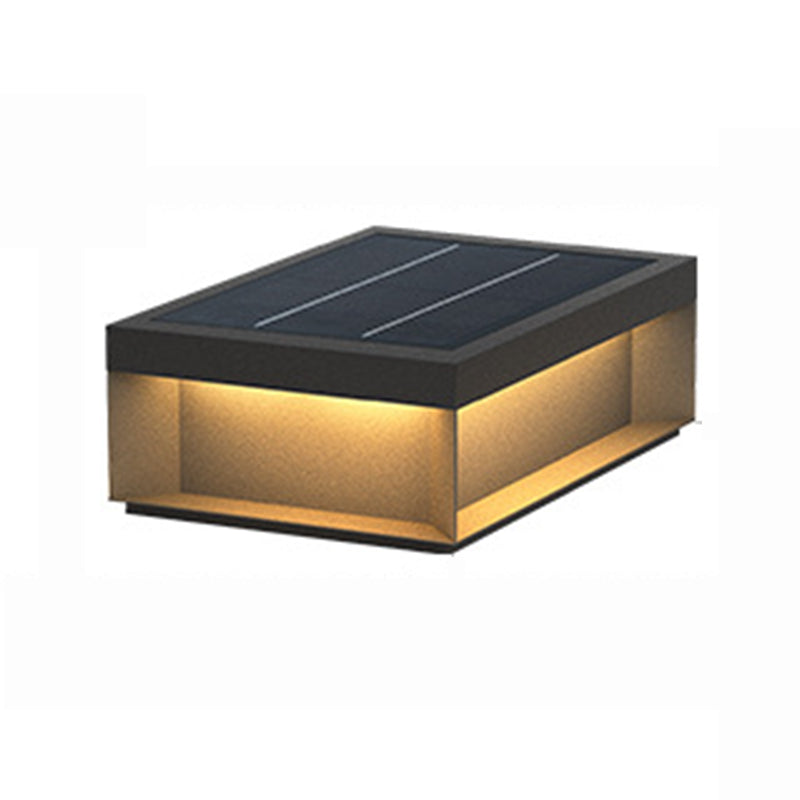 Modern Simple Outdoor Light Geometry Shape Solar Energy Pillar Lamp for Doorway