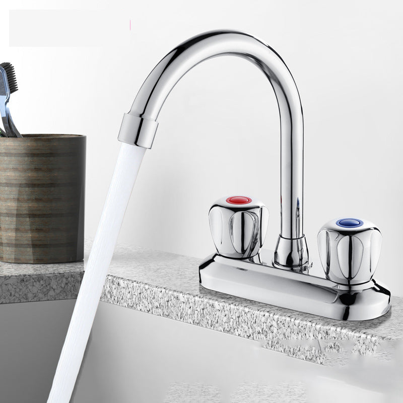 Swivel Spout Circular Faucet Brass Modern Style Bathroom Faucet