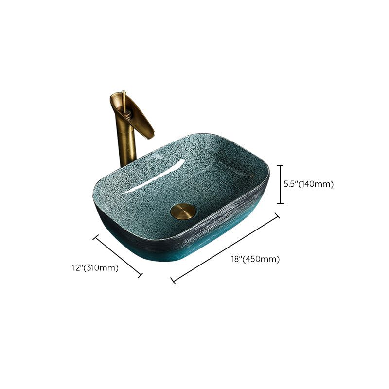 Traditional Vessel Sink Vitreous China Oval with Pop-Up Drain Bathroom Sink