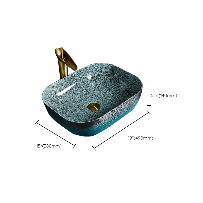 Traditional Vessel Sink Vitreous China Oval with Pop-Up Drain Bathroom Sink