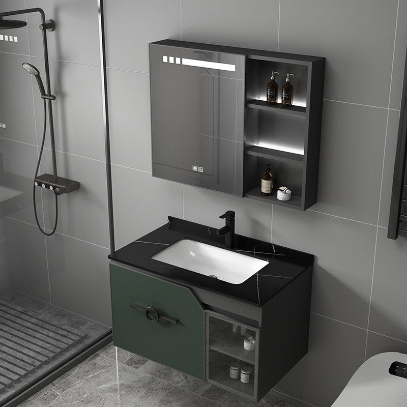 Metal Frame Bath Vanity Mirror Rectangle Wall Mount Single Sink Bathroom Vanity Set