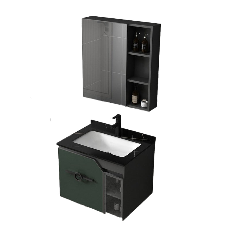 Metal Frame Bath Vanity Mirror Rectangle Wall Mount Single Sink Bathroom Vanity Set