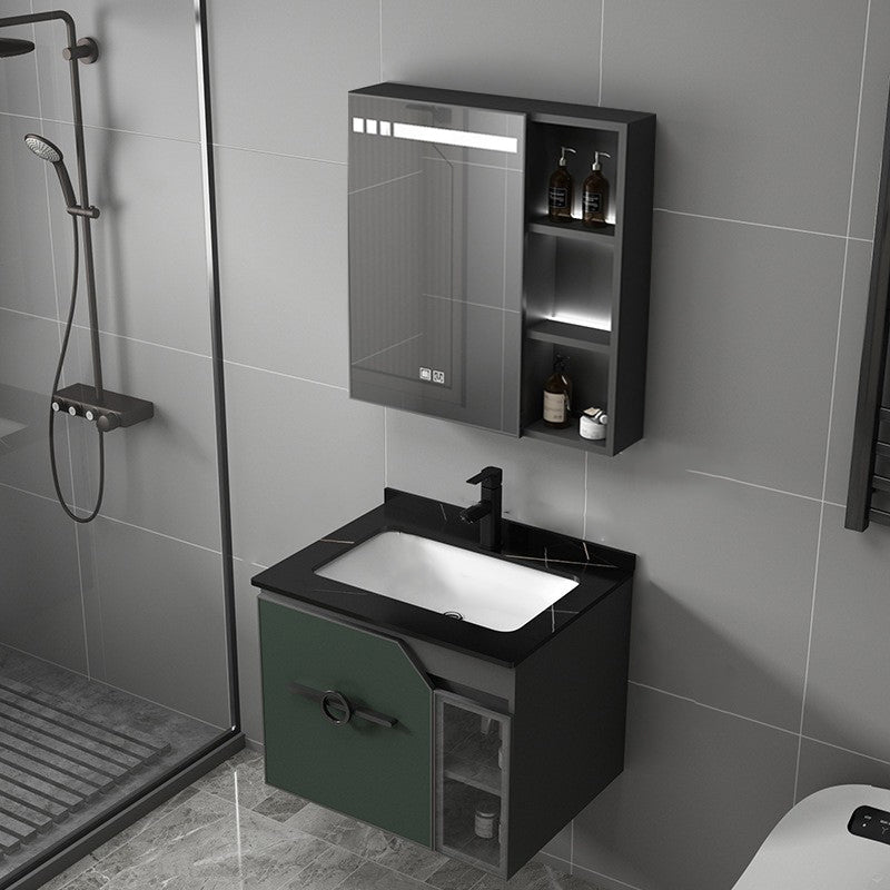 Metal Frame Bath Vanity Mirror Rectangle Wall Mount Single Sink Bathroom Vanity Set