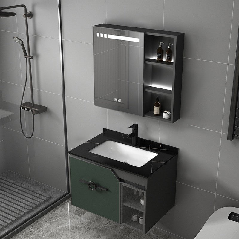 Metal Frame Bath Vanity Mirror Rectangle Wall Mount Single Sink Bathroom Vanity Set