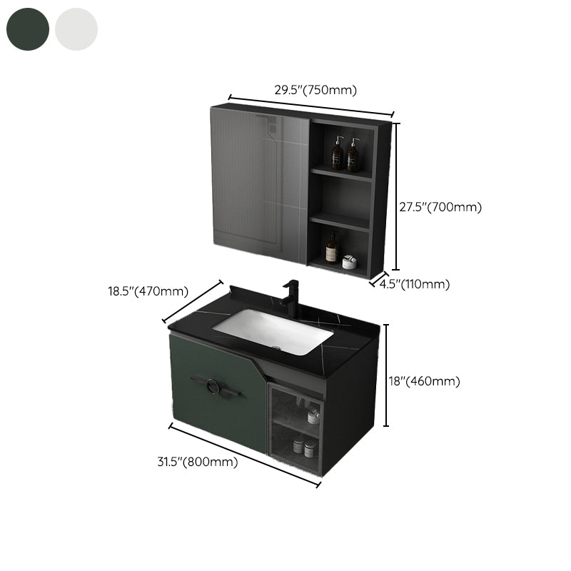 Metal Frame Bath Vanity Mirror Rectangle Wall Mount Single Sink Bathroom Vanity Set
