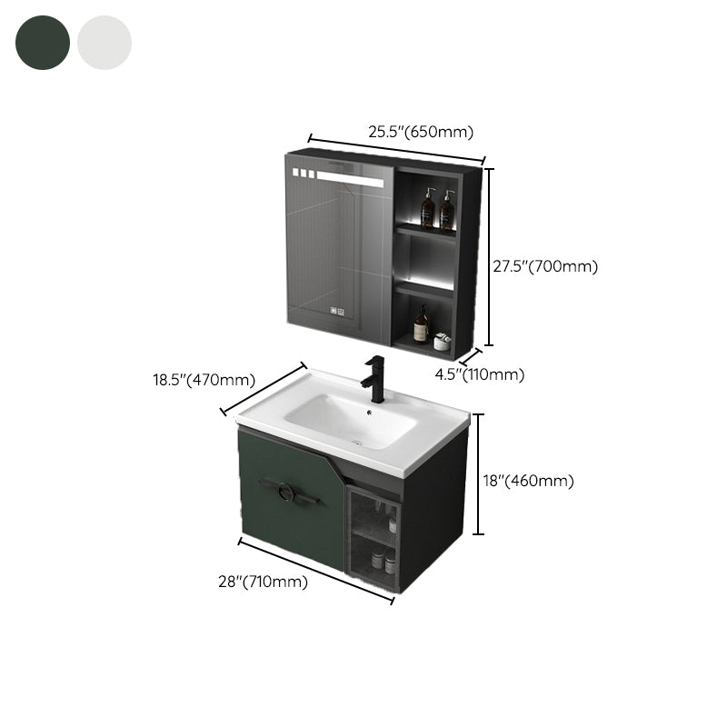 Metal Frame Bath Vanity Mirror Rectangle Wall Mount Single Sink Bathroom Vanity Set