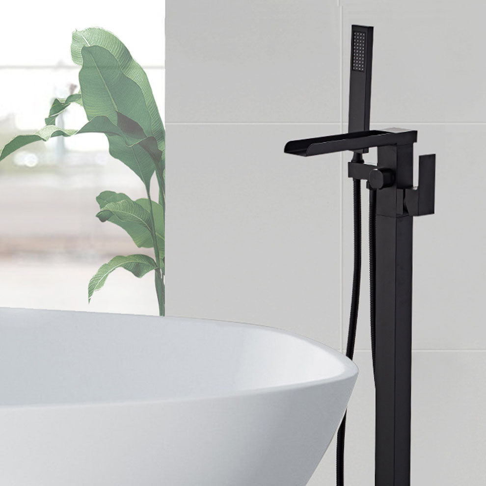 Floor Mounted Waterfall Freestanding Tub Filler Single Handle Freestanding Tub Filler Trim