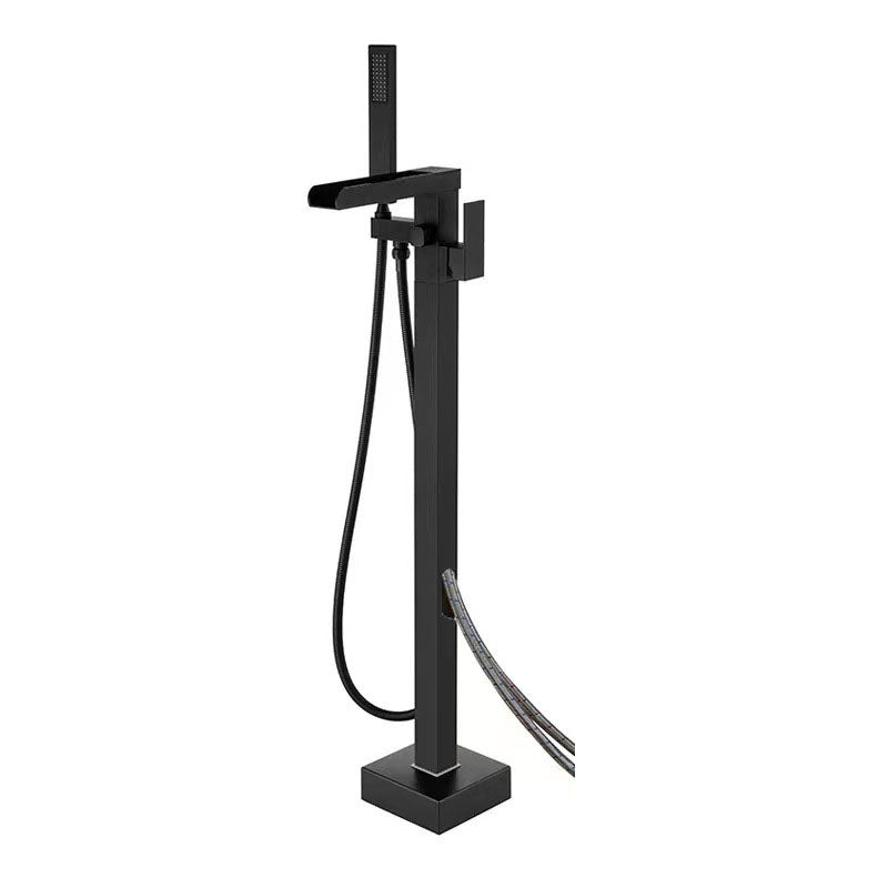 Floor Mounted Waterfall Freestanding Tub Filler Single Handle Freestanding Tub Filler Trim