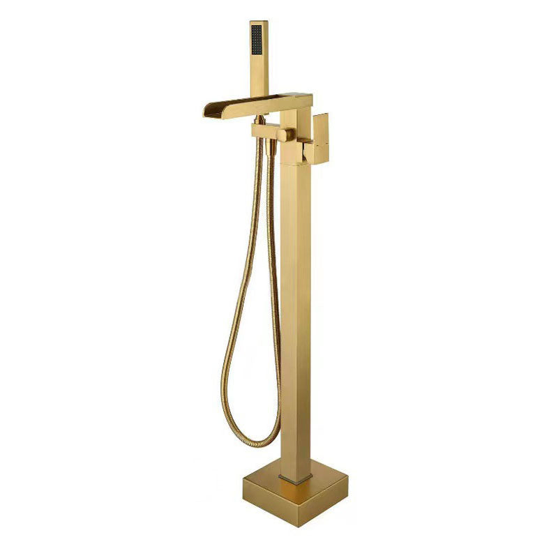 Floor Mounted Waterfall Freestanding Tub Filler Single Handle Freestanding Tub Filler Trim