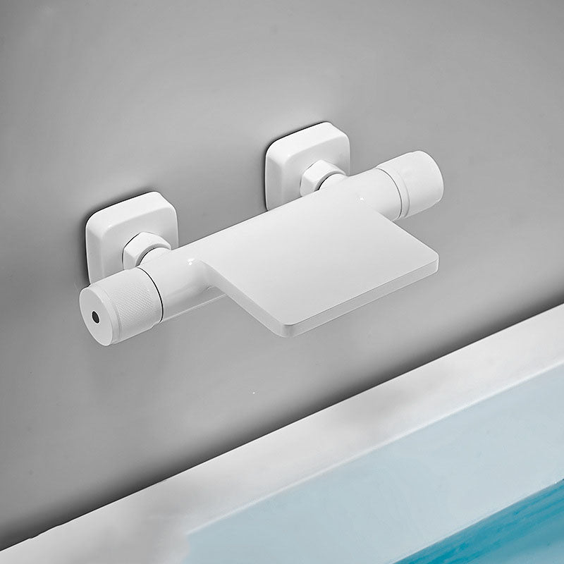 Modern Wall Mounted Metal Tub Filler Waterfall Double Handles Tub Faucet Trim