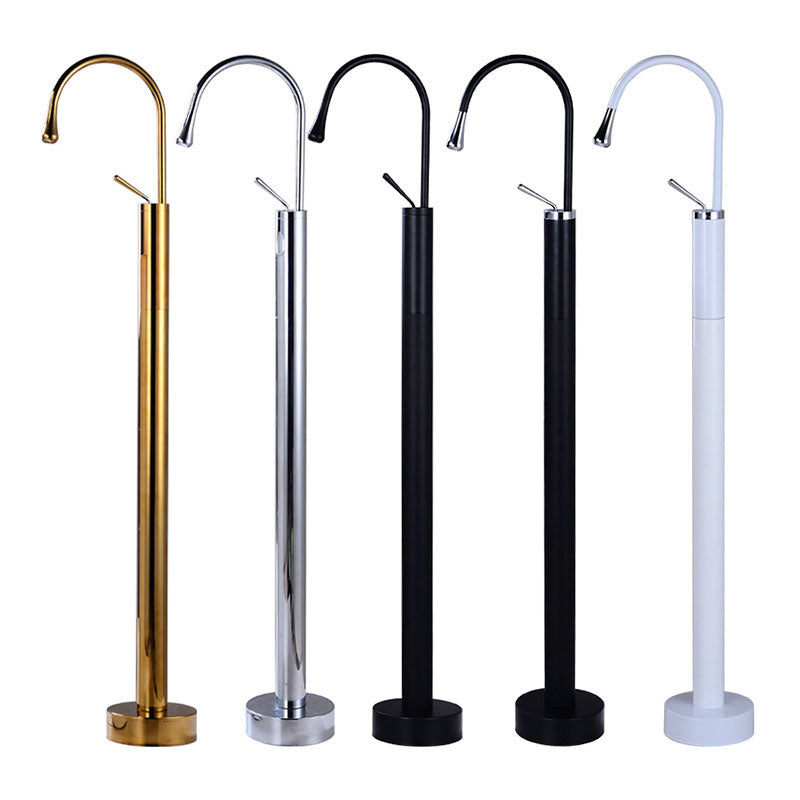 Modern Floor Mounted Single Handle Freestanding Tub Filler Metal Freestanding Faucet
