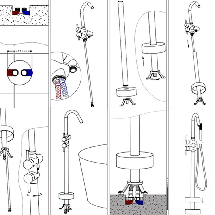 Modern Floor Mounted Single Handle Freestanding Tub Filler Metal Freestanding Faucet